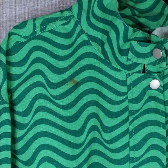 👯‍♀️Host Pick⚡️Wild Fable Green Wave Print Jacket- w/ flaw - Picture 5 of 11